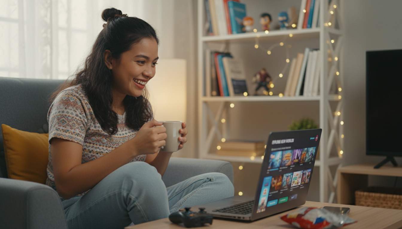 Woman exploring online games